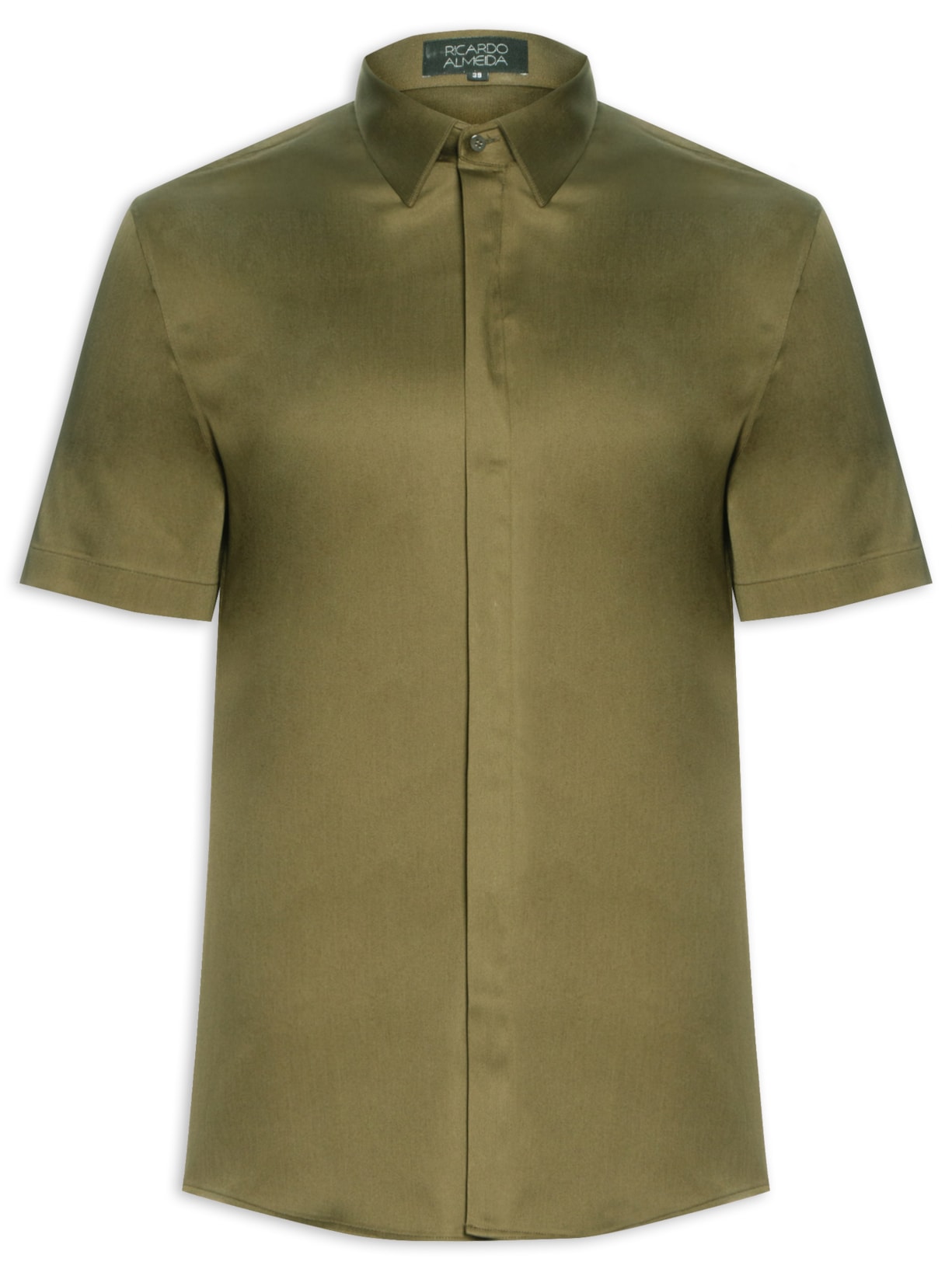 Camisa Masculina Social Austin Slim Fit Algodão Pima Verde  Ricardo Almeida