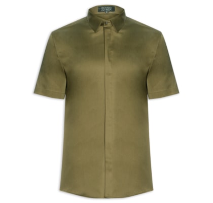 Camisa Masculina Social Austin Slim Fit Algodão Pima - Verde 