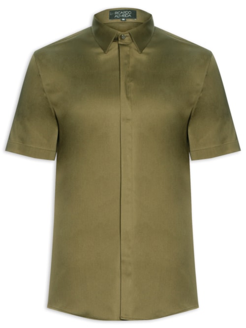 Camisa Masculina Social Austin Slim Fit Algodão Pima - Verde