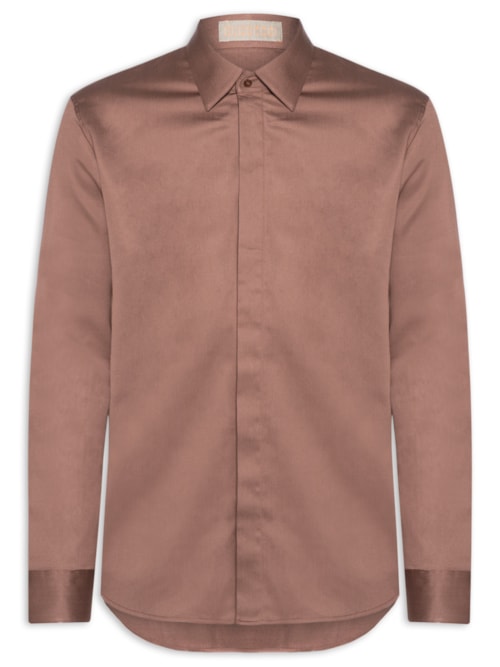 Camisa Masculina Social Austin Slim Fit - Marrom