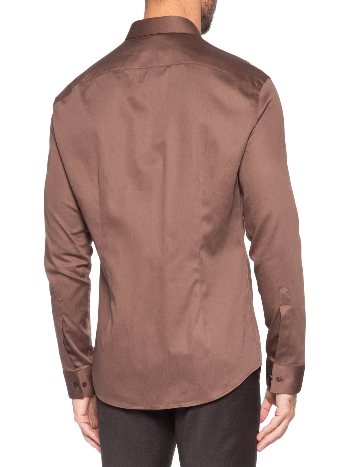 Camisa Masculina Social Austin Slim Fit Marrom Ricardo Almeida