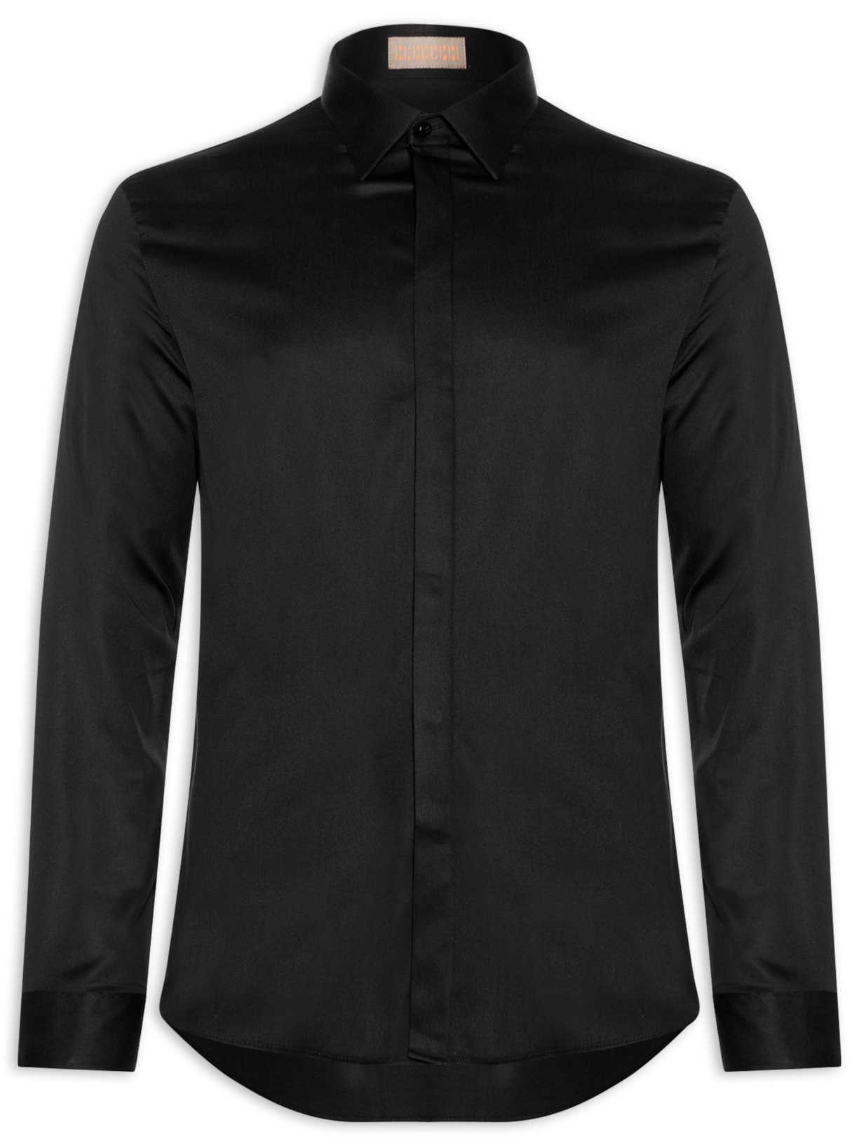 Camisa Masculina Social Austin Slim Fit Vista Coberta Em Algodão Pima - Preto