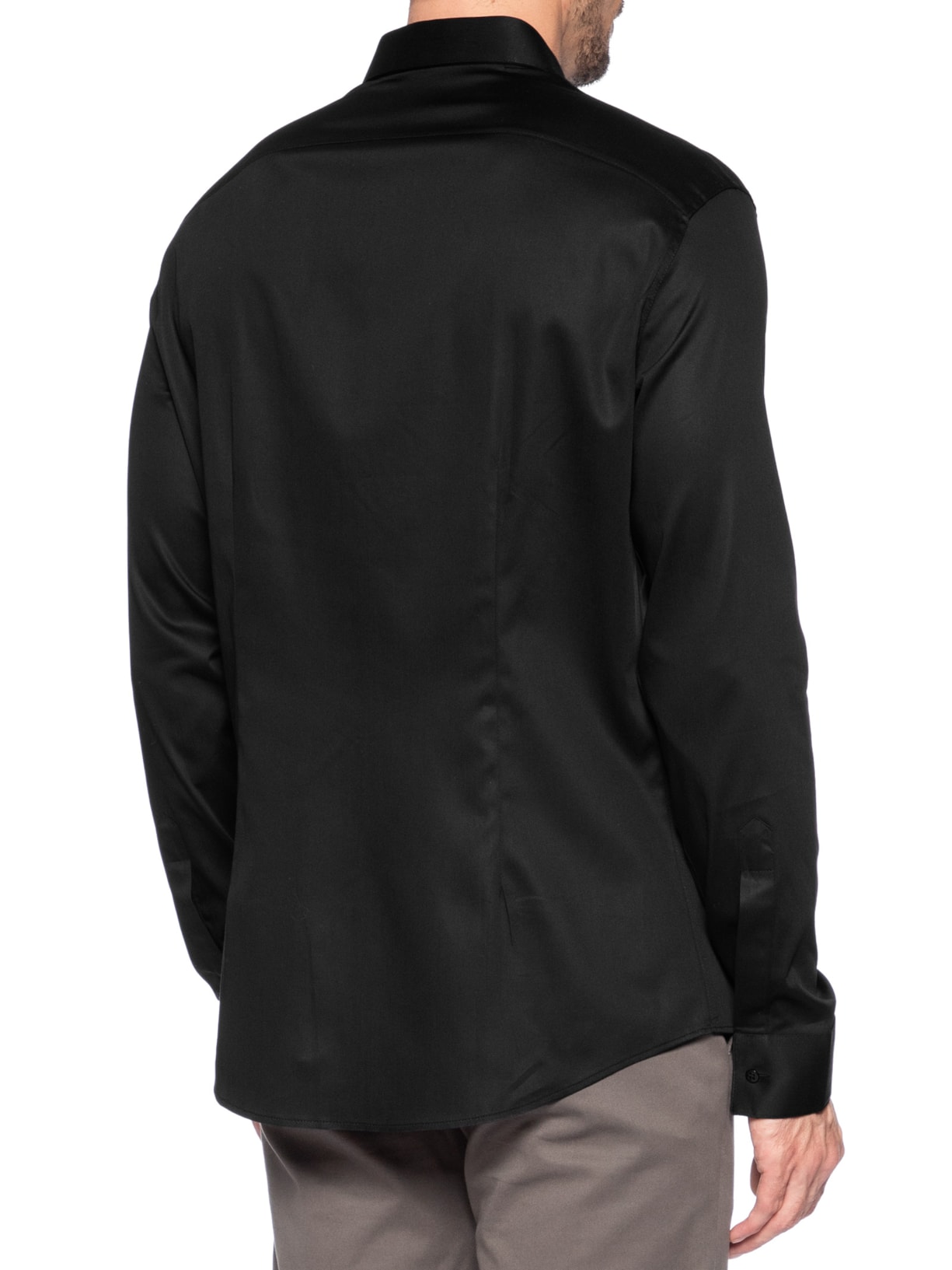 Camisa Masculina Social Austin Slim Fit Vista Coberta Em Algodão Pima Preto Ricardo Almeida