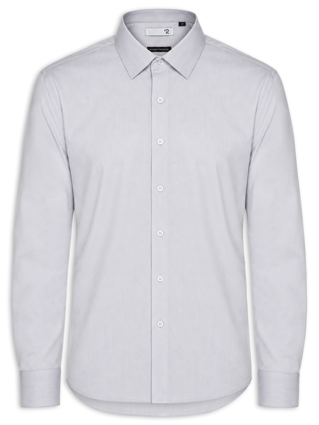 Camisa Masculina Social Fibra De Bambu Soft Slim Fit Cinza '2 Essential