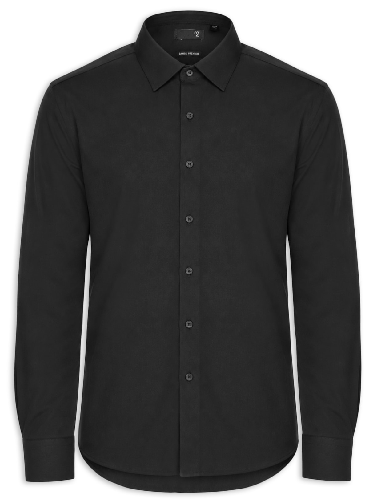 Camisa Masculina Social Fibra De Bambu Soft Slim Fit Preto '2 Essential