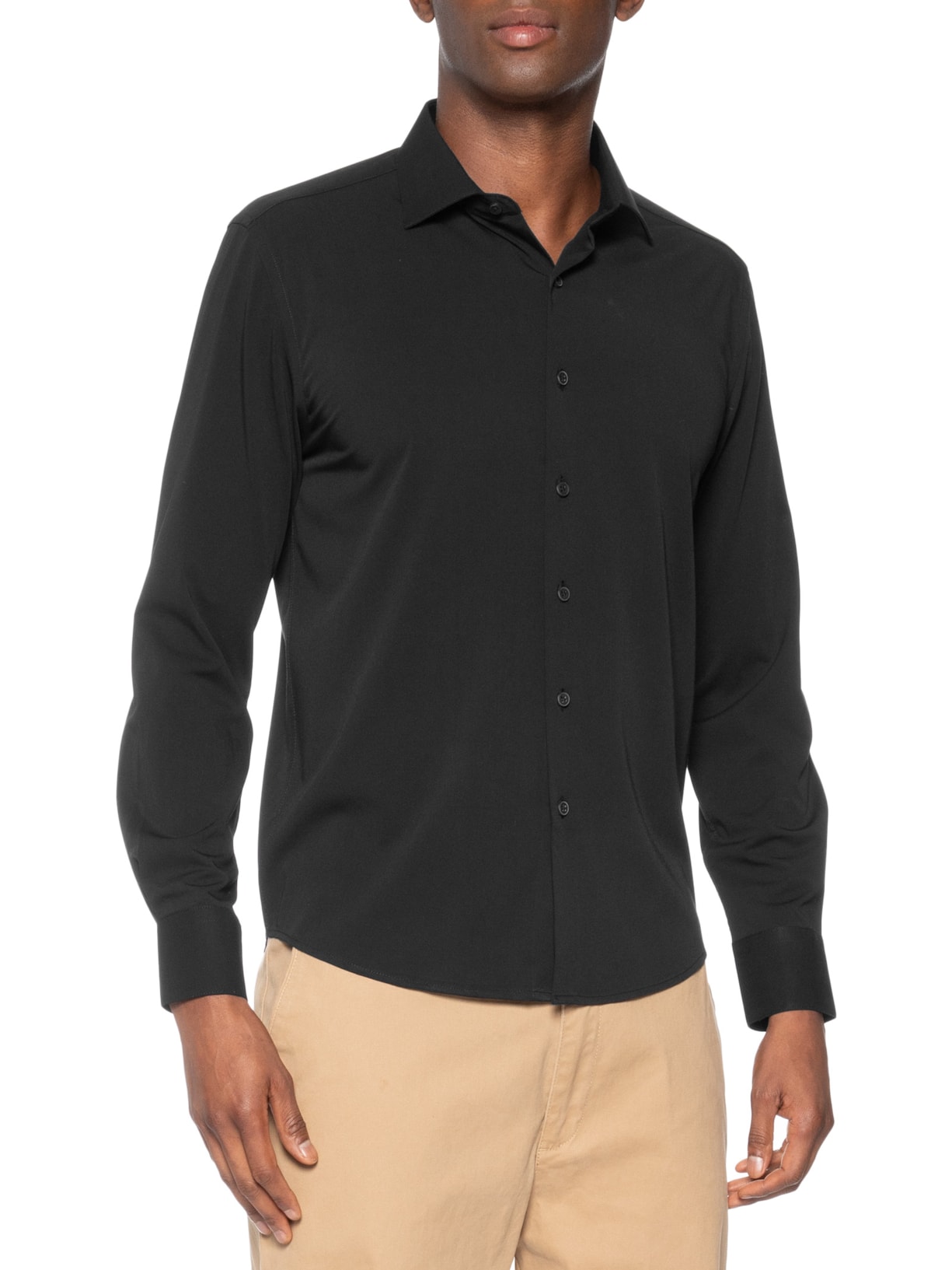 Camisa Masculina Social Fibra De Bambu Soft Slim Fit Preto '2 Essential