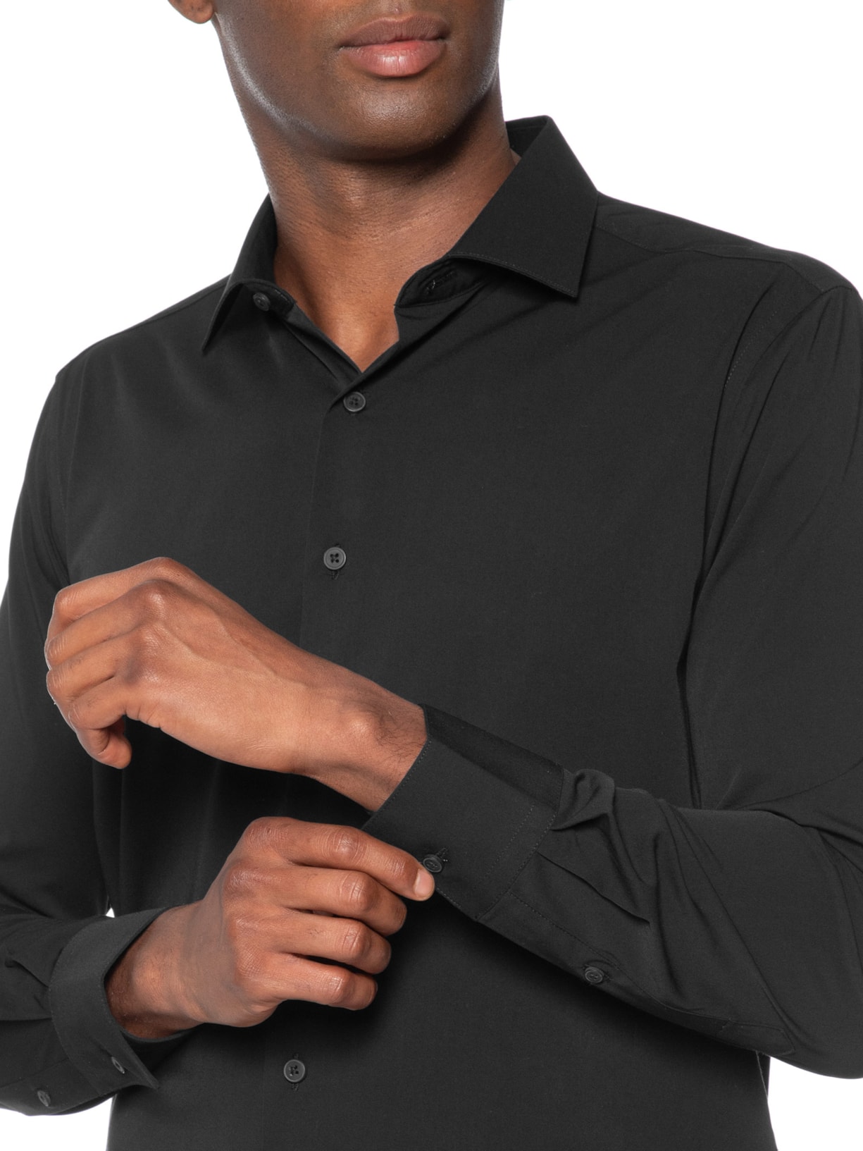 Camisa Masculina Social Fibra De Bambu Soft Slim Fit Preto '2 Essential