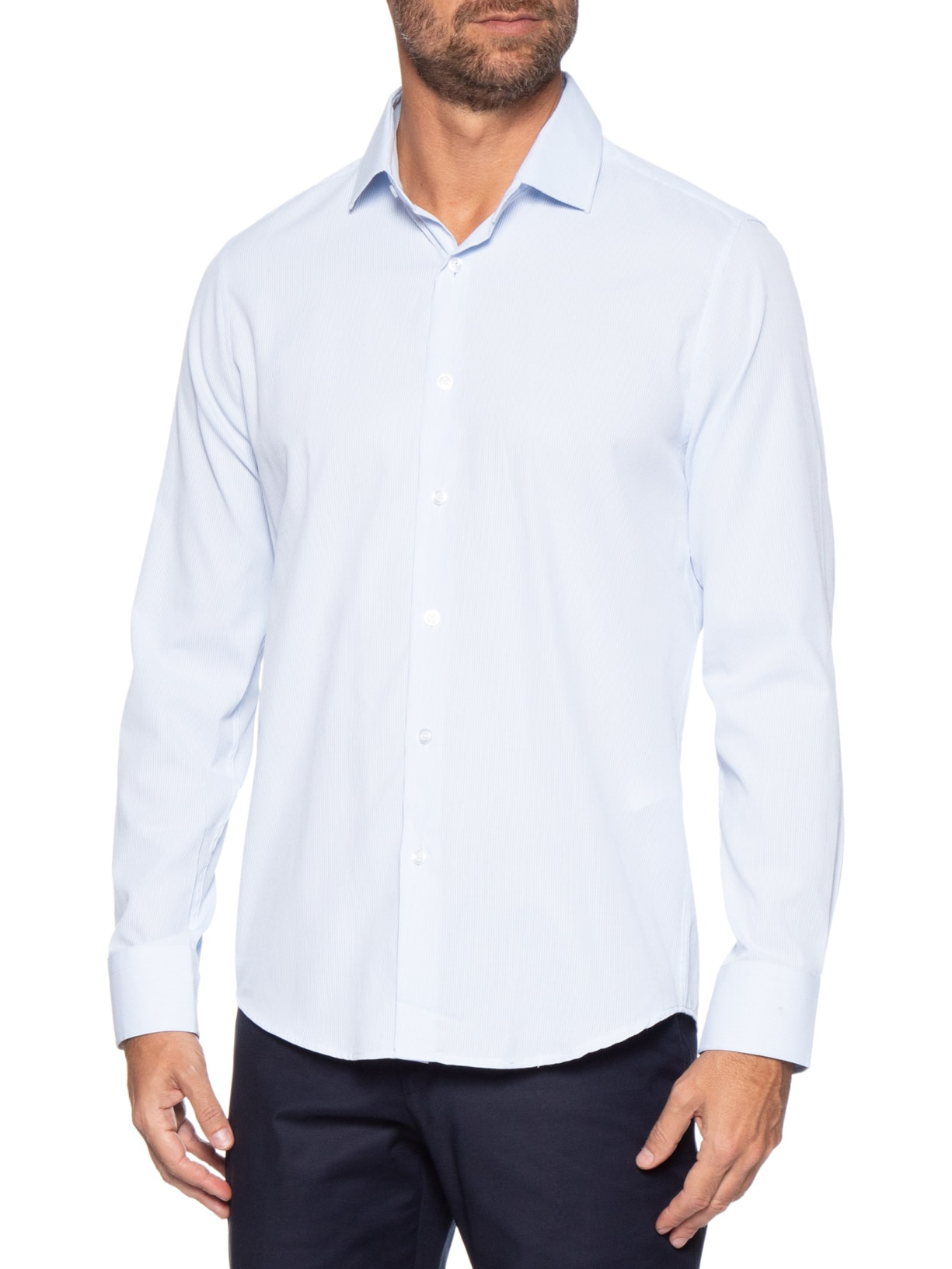 Camisa Masculina Social Fio Tinto Azul '2 Essential
