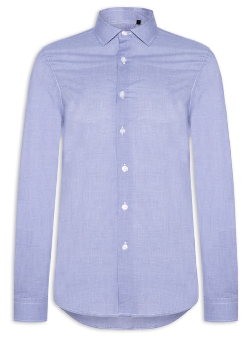 Camisa Masculina Social Fio Tinto - Azul
