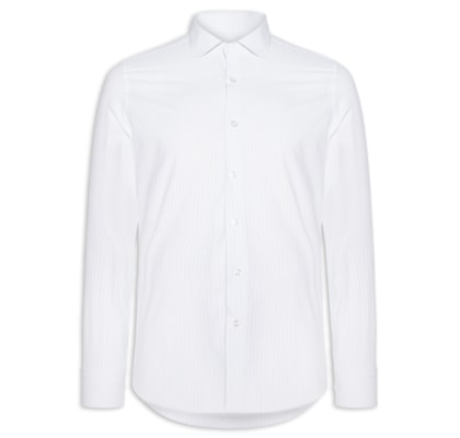 Camisa Masculina Social Fio Tinto - Branco
