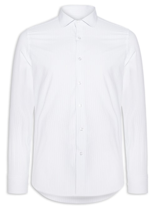 Camisa Masculina Social Fio Tinto - Branco
