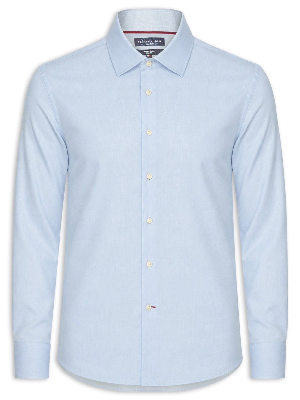 Camisa Masculina Social Flex Collar Em Dobby Azul Tommy Hilfiger