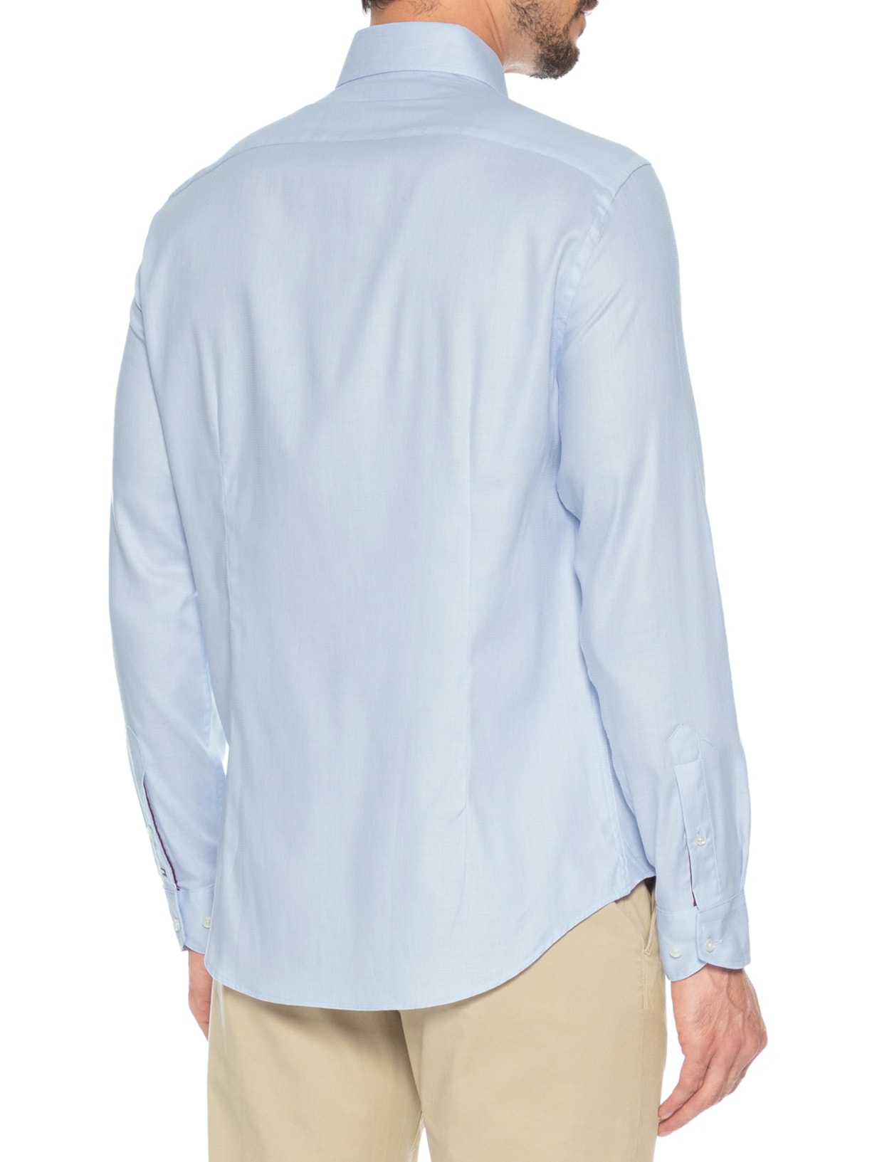 Camisa Masculina Social Flex Collar Em Dobby Azul Tommy Hilfiger