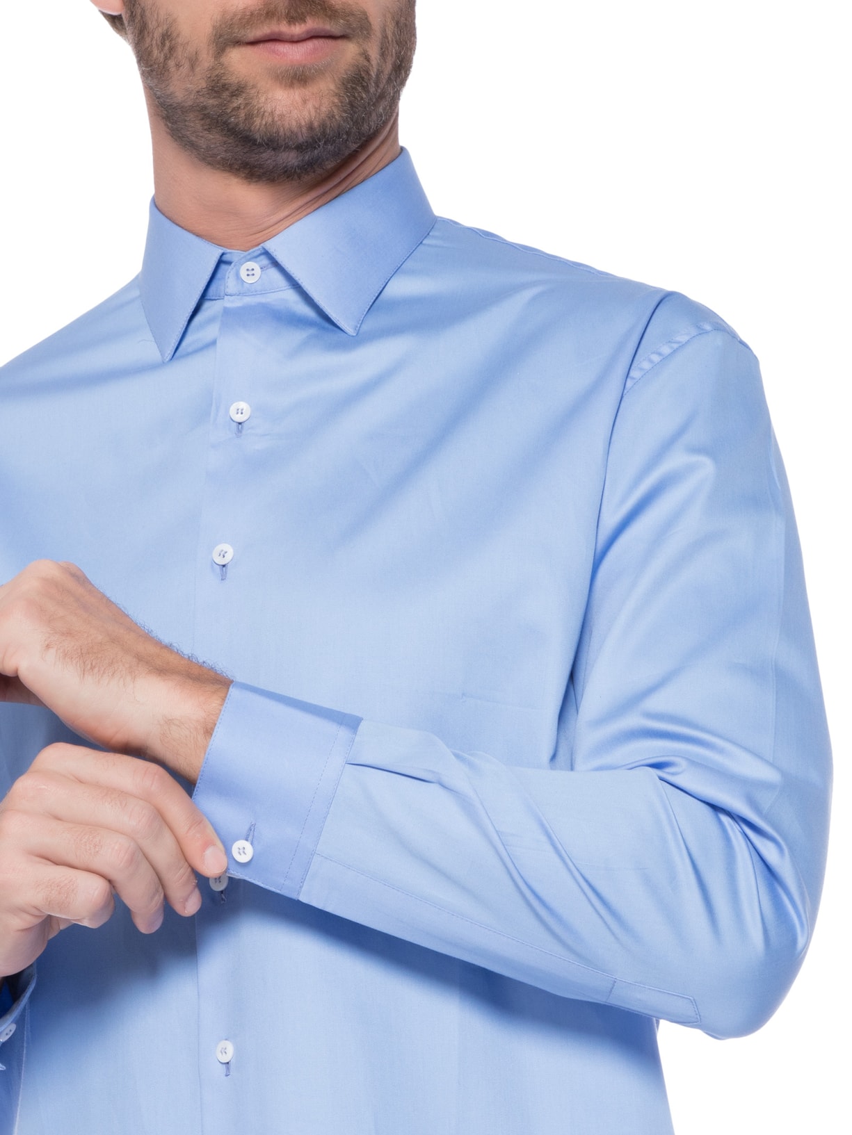 Camisa Masculina Social Lisa Neutra Azul Ricardo Almeida