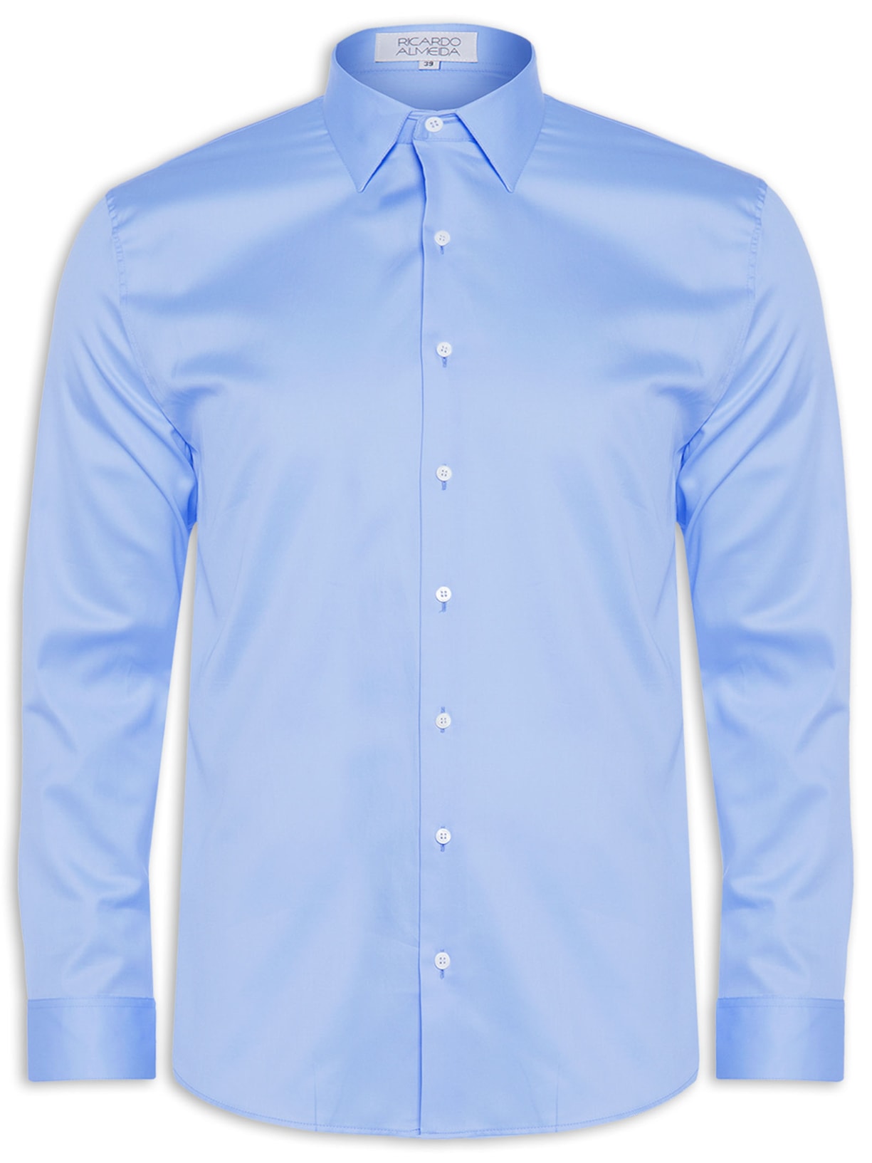 Camisa Masculina Social Lisa Neutra Azul Ricardo Almeida