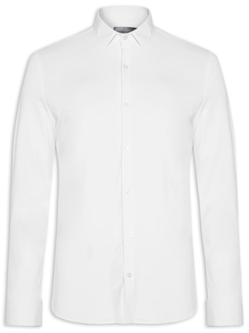 Camisa Masculina Social Lisa Slim Fit Power Em Poliamida - Branco