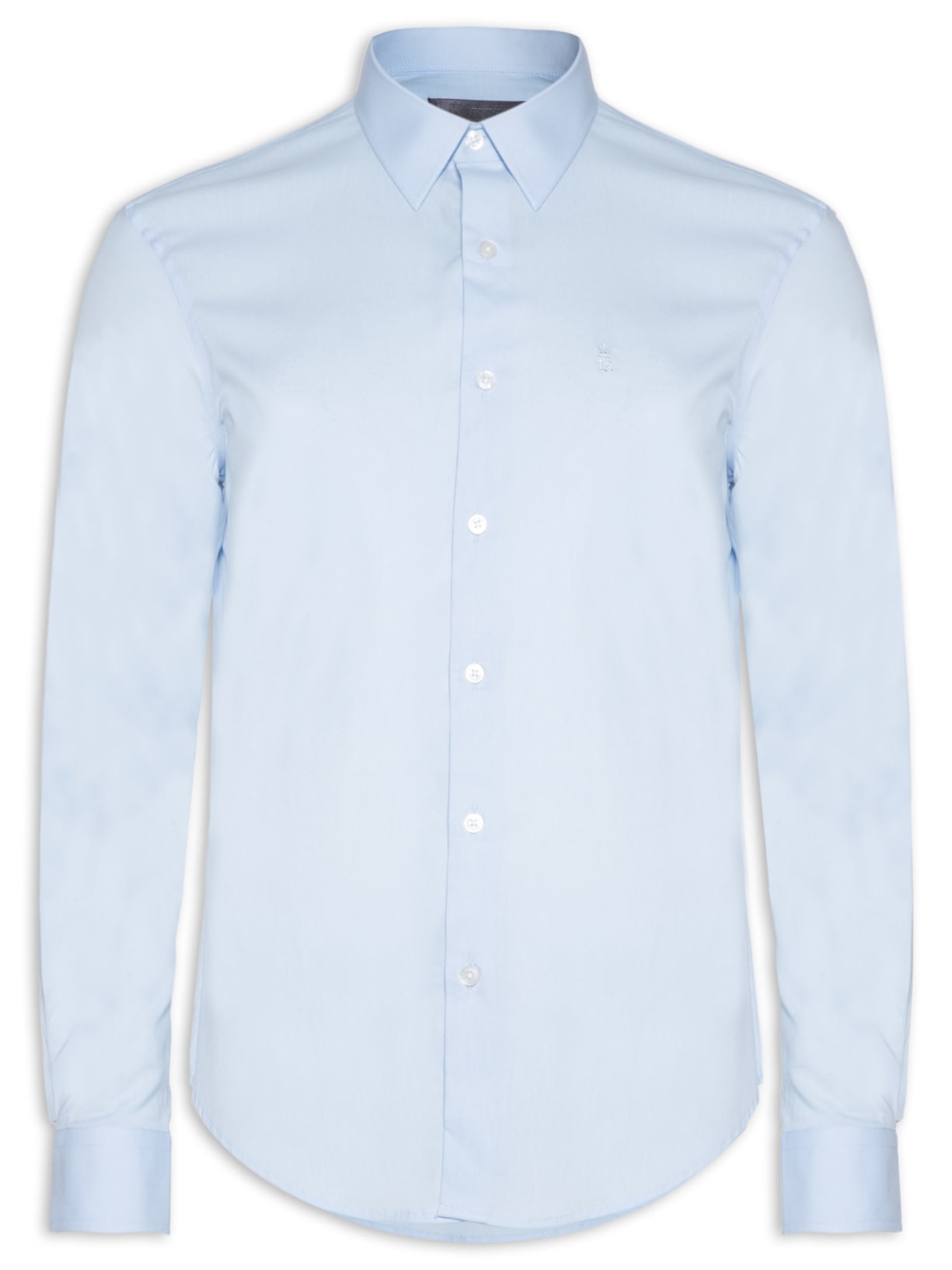 Camisa Masculina Social Lisa Slim Fit Tricoline - Azul