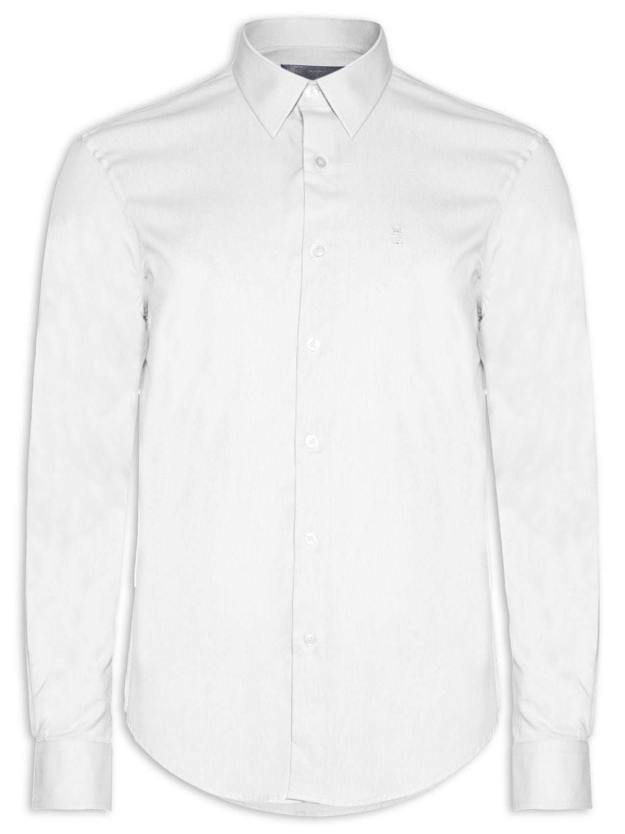 Camisa Masculina Social Lisa Slim Fit Tricoline - Branco