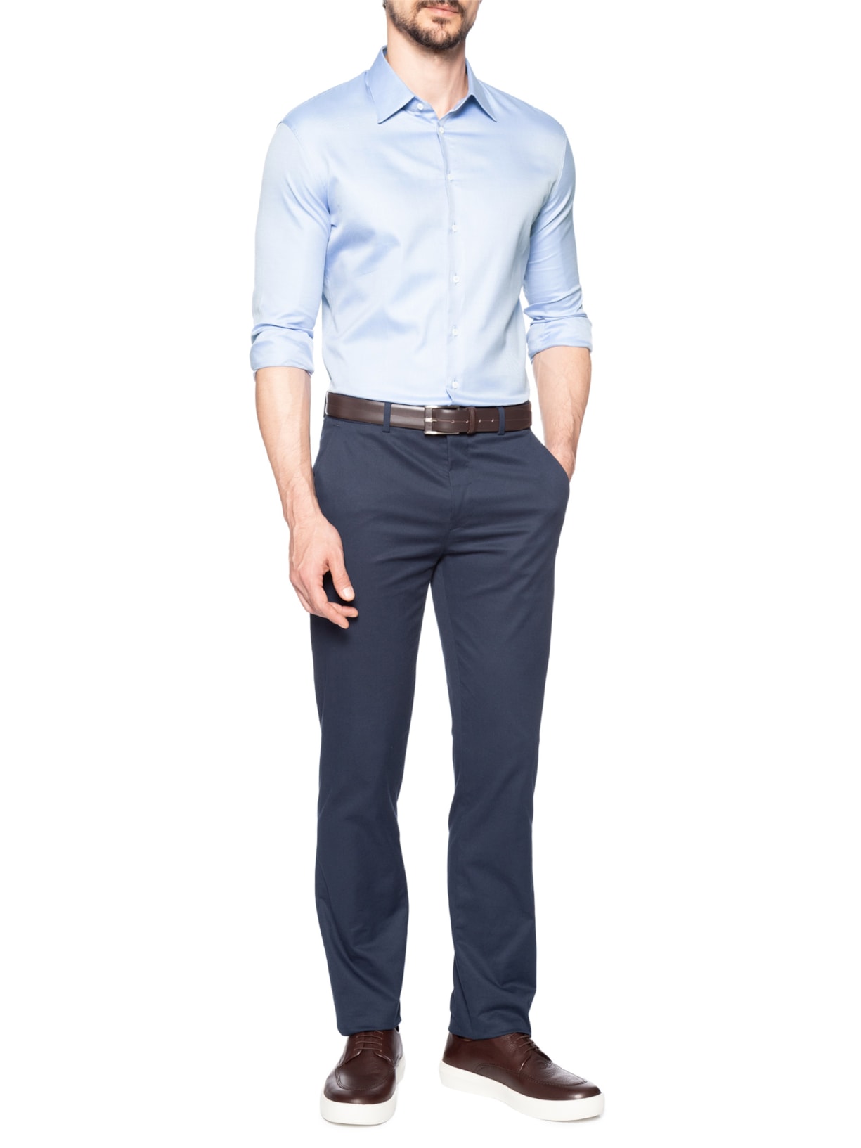 Camisa Masculina Social Lisa Tart Fio 120 Algodão Azul Ricardo Almeida