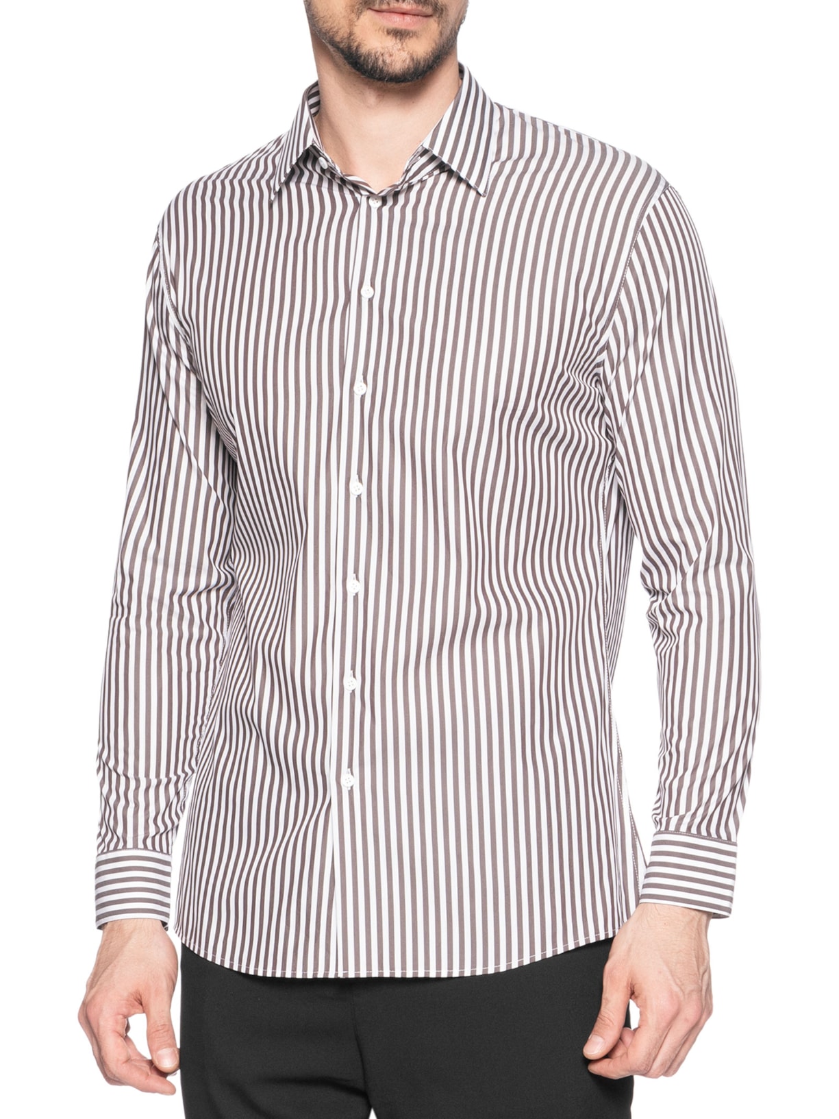 Camisa Masculina Social Listrada Lyvia Maxi Marrom Ricardo Almeida