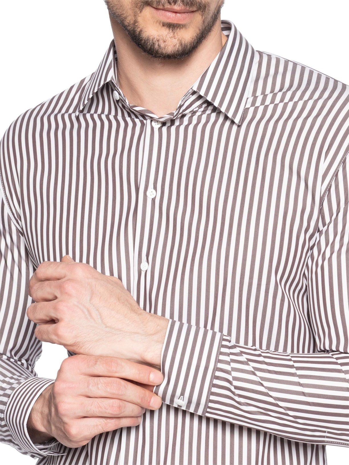 Camisa Masculina Social Listrada Lyvia Maxi Marrom Ricardo Almeida