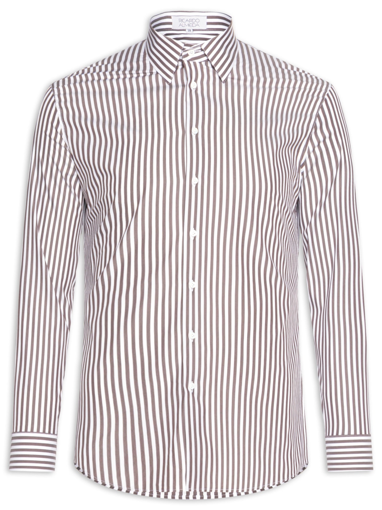 Camisa Masculina Social Listrada Lyvia Maxi - Marrom