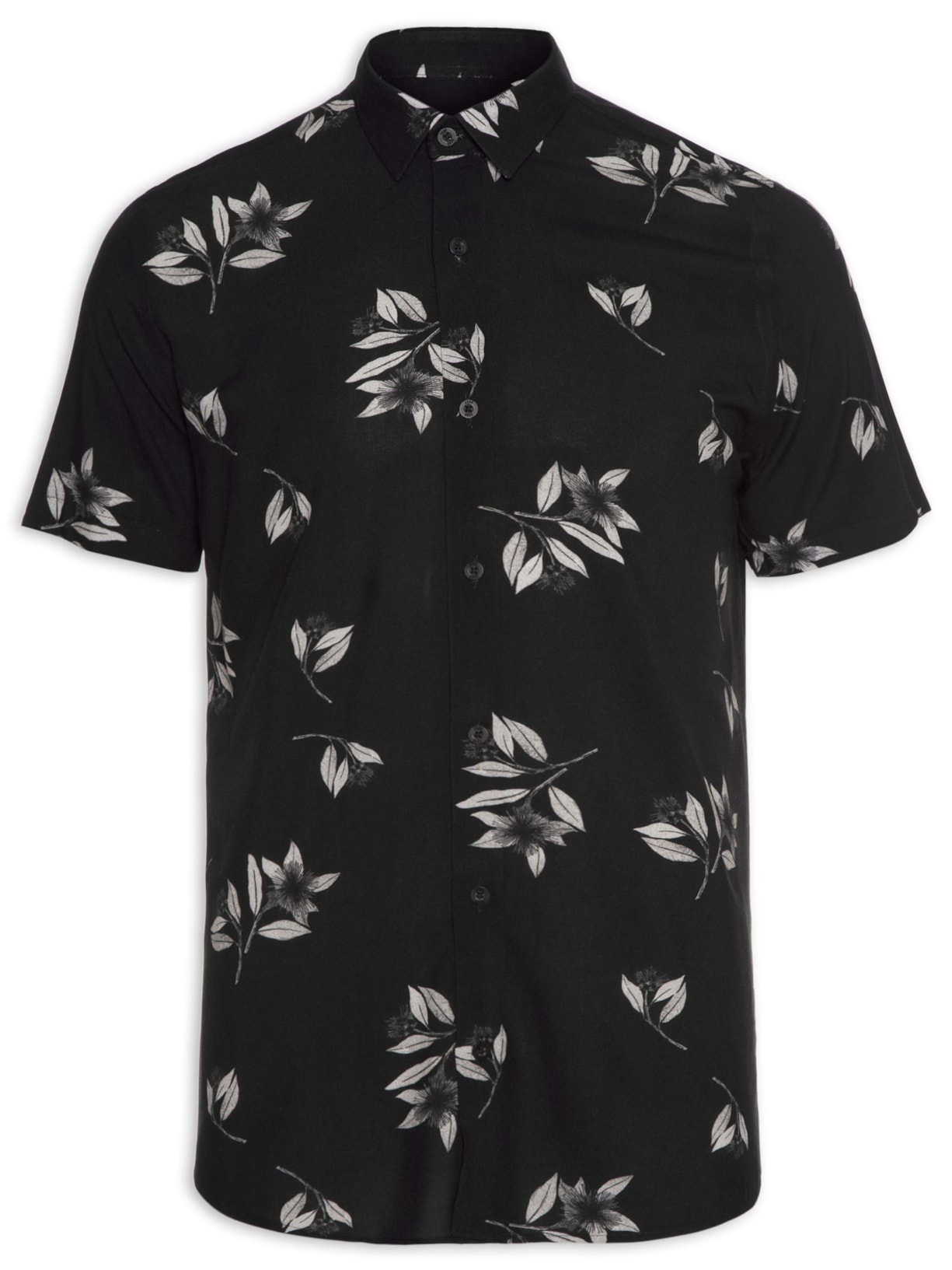 Camisa Masculina Social Manga Curta Dandelion - Preto