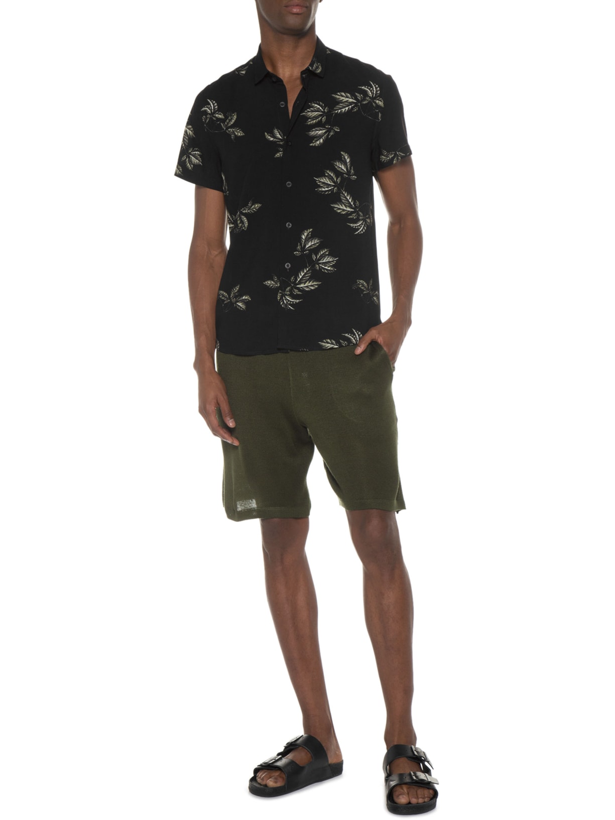 Camisa Masculina Social Manga Curta Preto Urbô