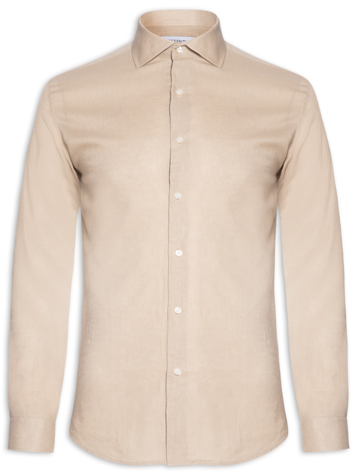 Camisa Masculina Social Manga Longa Blende Linho Bege '2 Essential