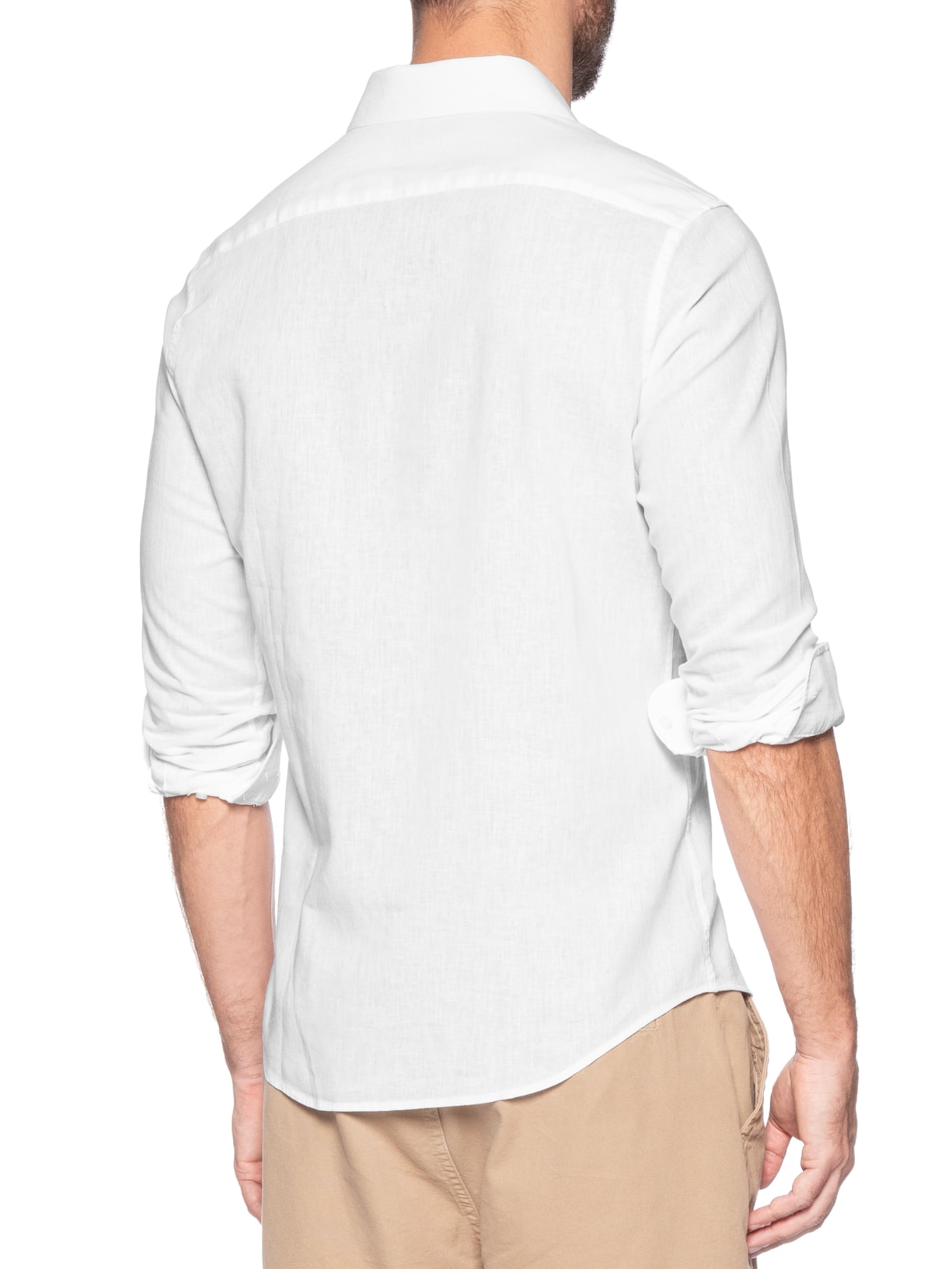 Camisa Masculina Social Manga Longa Blende Linho Branco '2 Essential