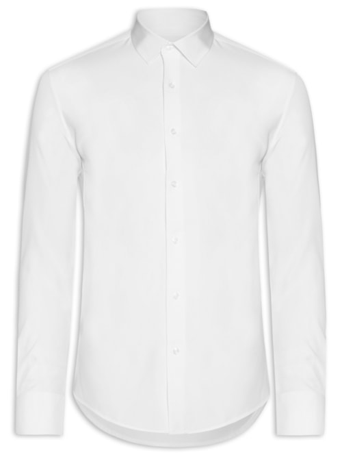 Camisa Masculina Social Manga Longa Blende Linho - Branco