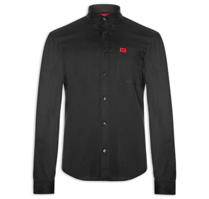Camisa Masculina Social Manga Longa Evito - Preto