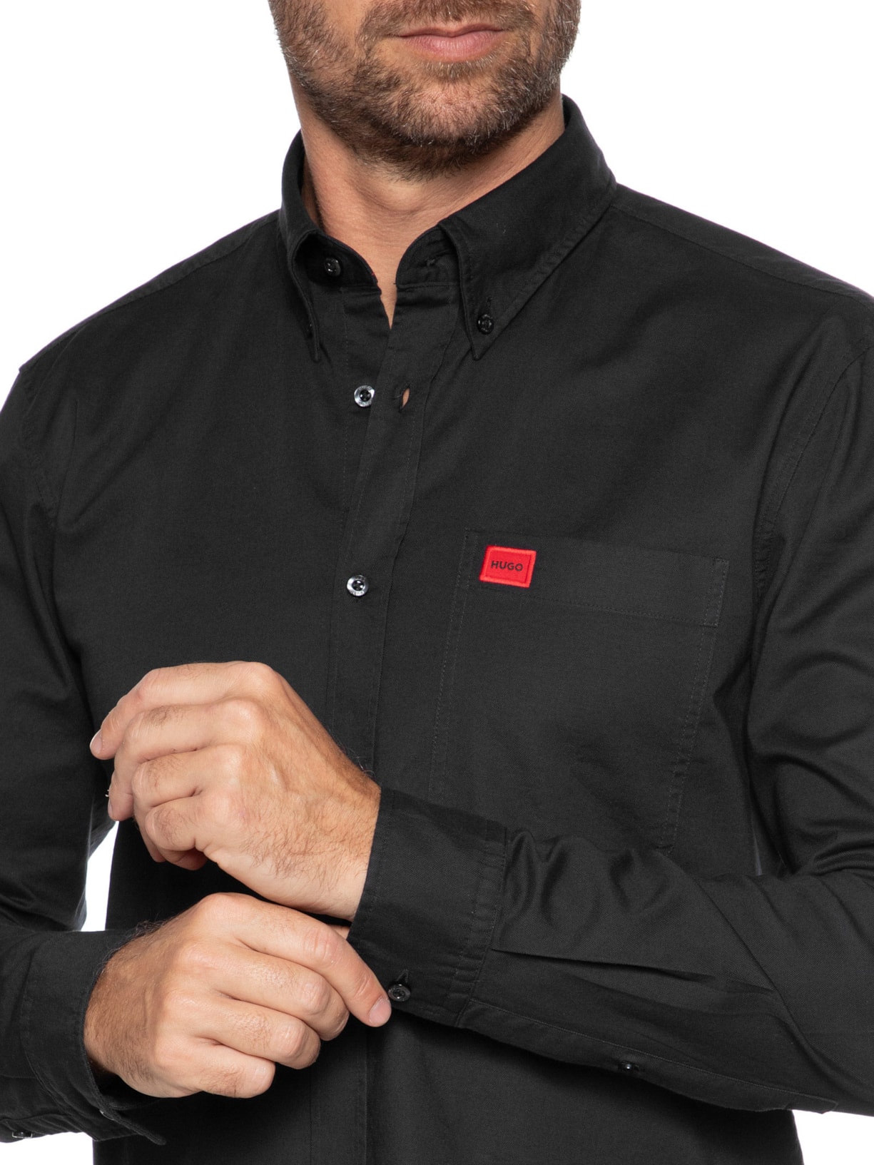 Camisa Masculina Social Manga Longa Evito Preto Hugo