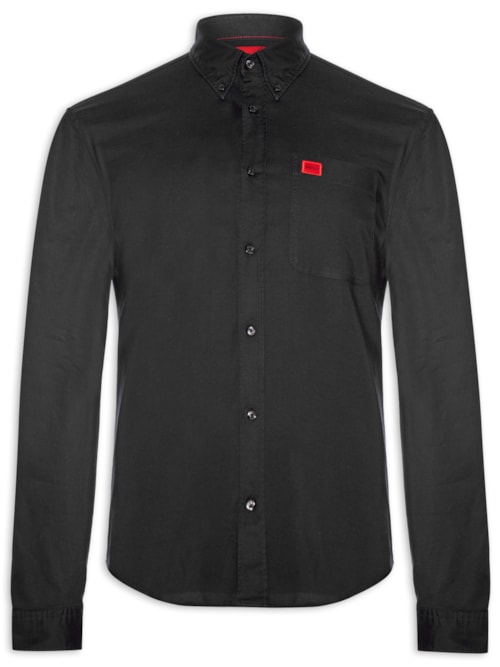 Camisa Masculina Social Manga Longa Evito - Preto