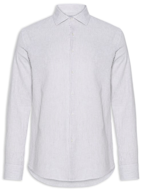Camisa Masculina Social Manga Longa Regular - Cinza