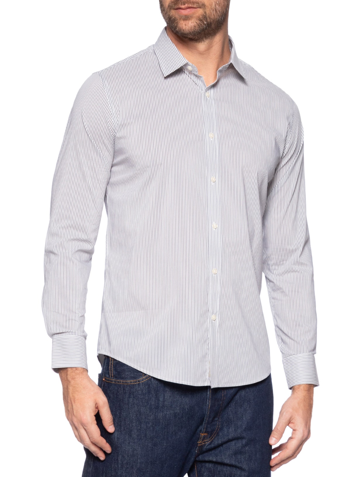  Camisa Masculina Social Manga Longa Regular Cinza  '2 Essential