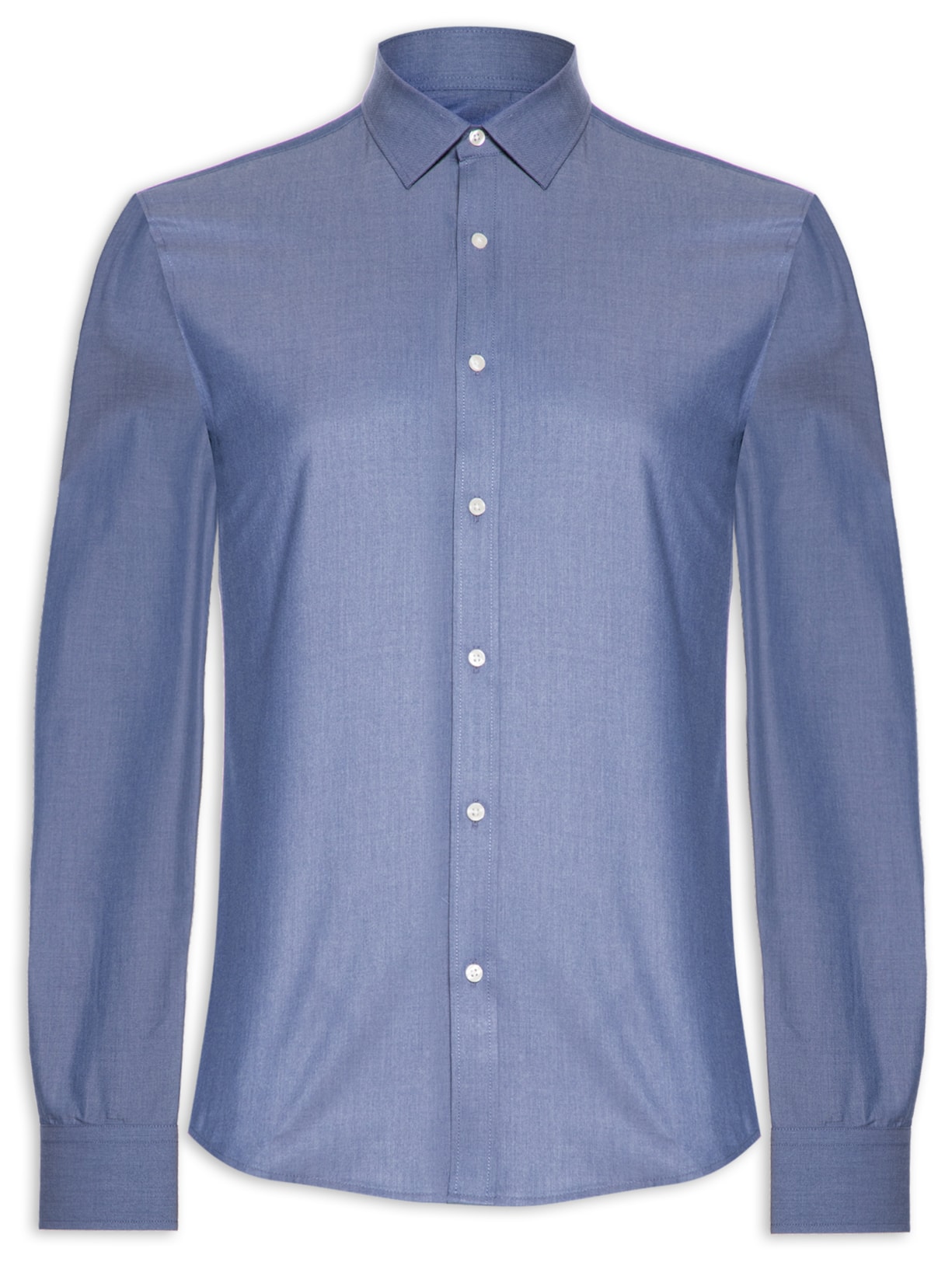 Camisa Masculina Social Manga Longa Slim - Azul