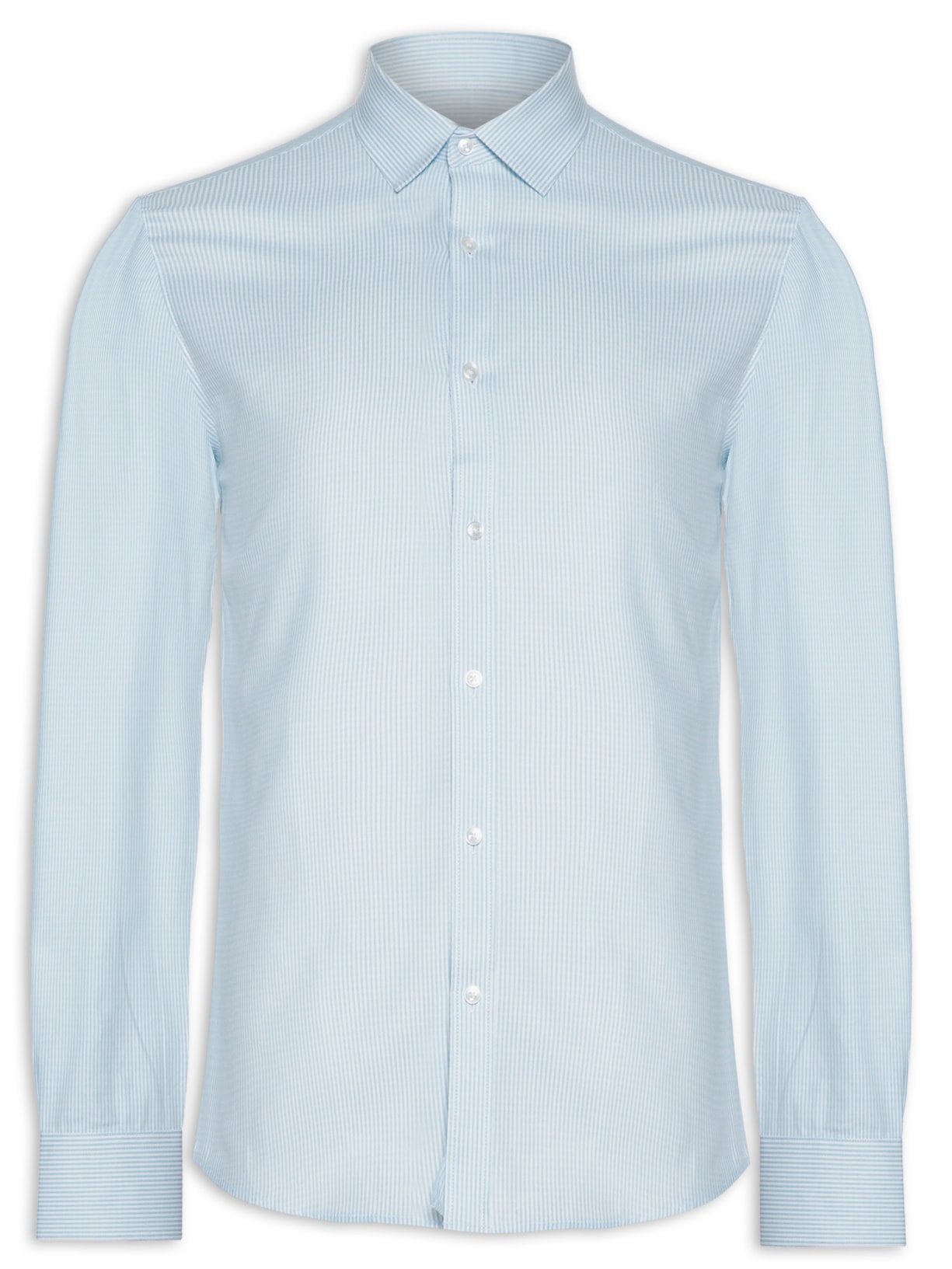 Camisa Masculina Social Manga Longa Slim - Azul