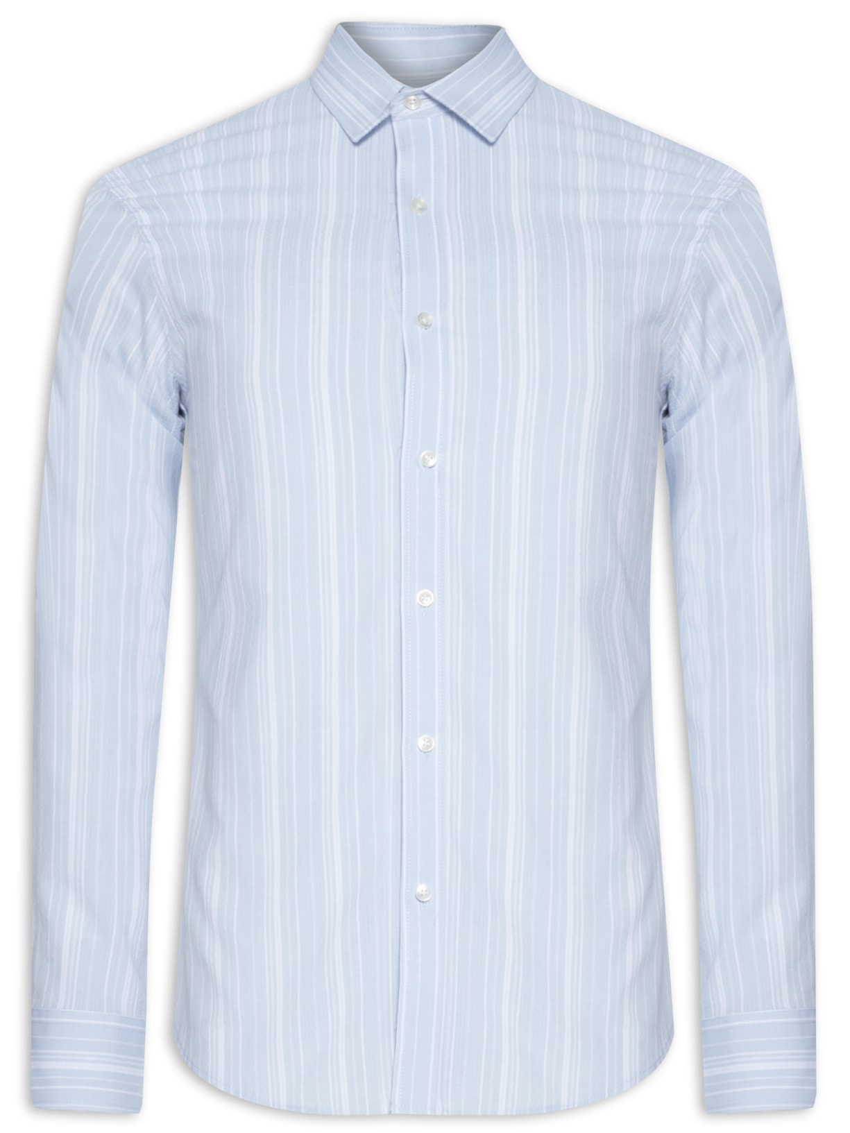 Camisa Masculina Social Manga Longa Slim - Azul