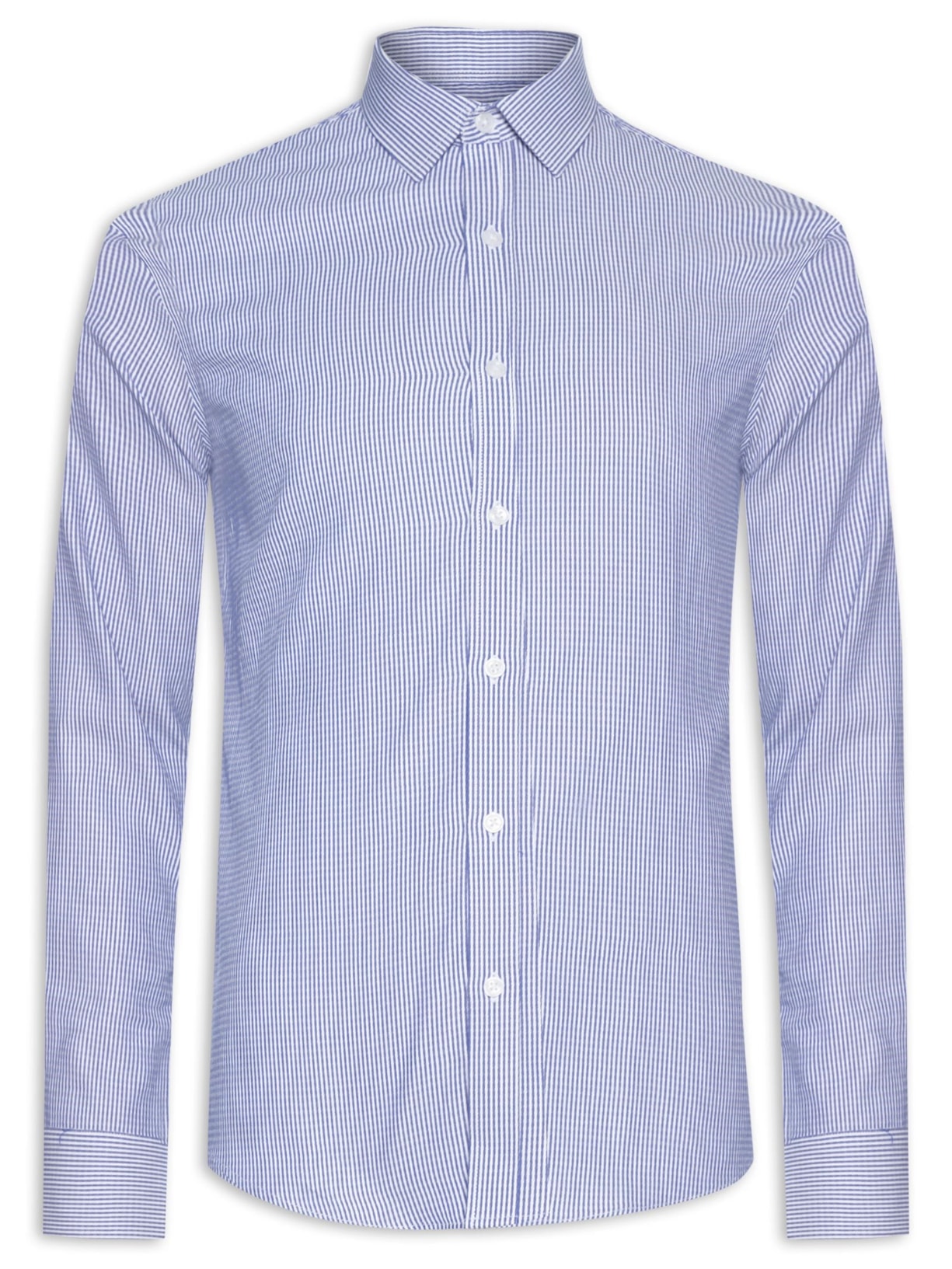 Camisa Masculina Social Manga Longa Slim Fit - Azul