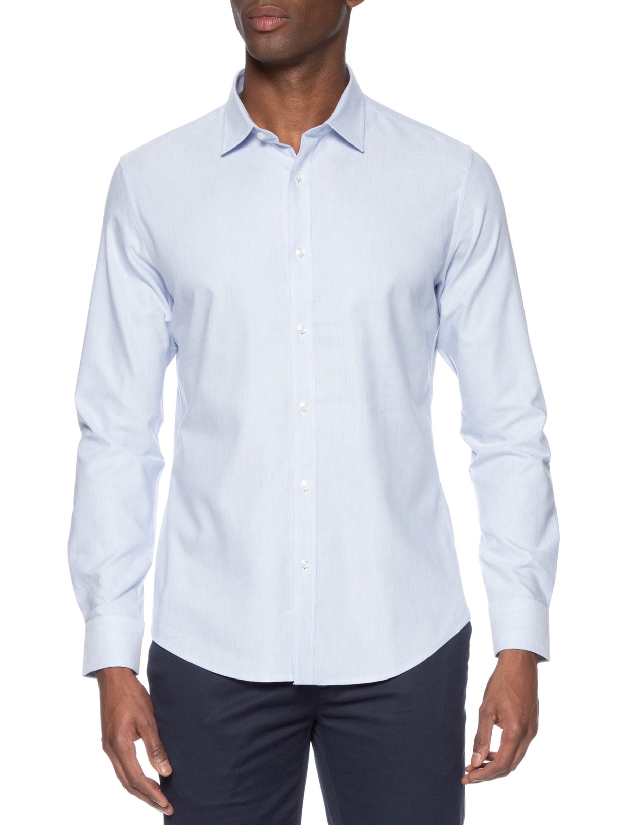 Camisa Masculina Social Manga Longa Slim Fit Azul '2 Essential