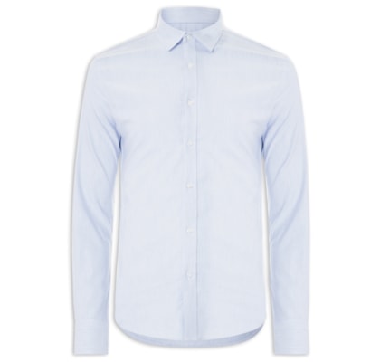 Camisa Masculina Social Manga Longa Slim Fit - Azul