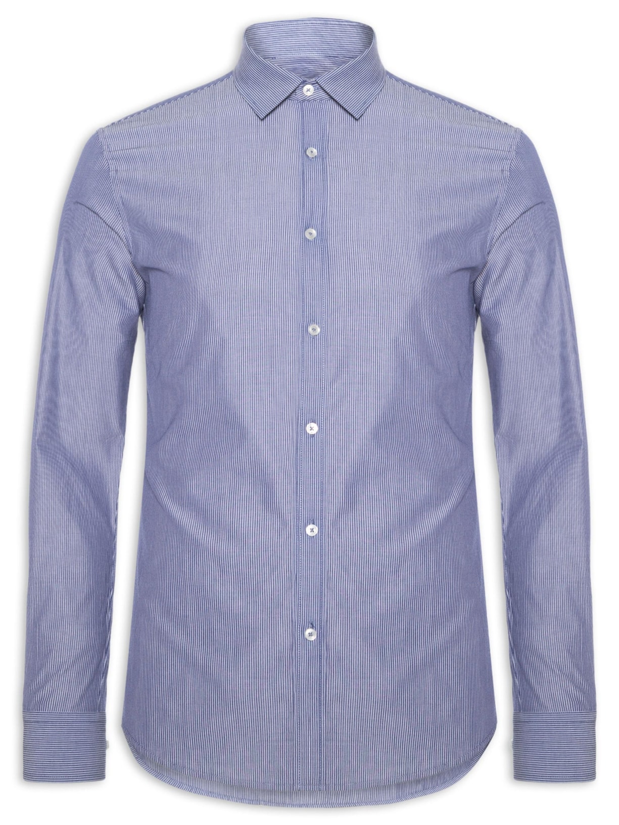 Camisa Masculina Social Manga Longa Slim Fit - Azul