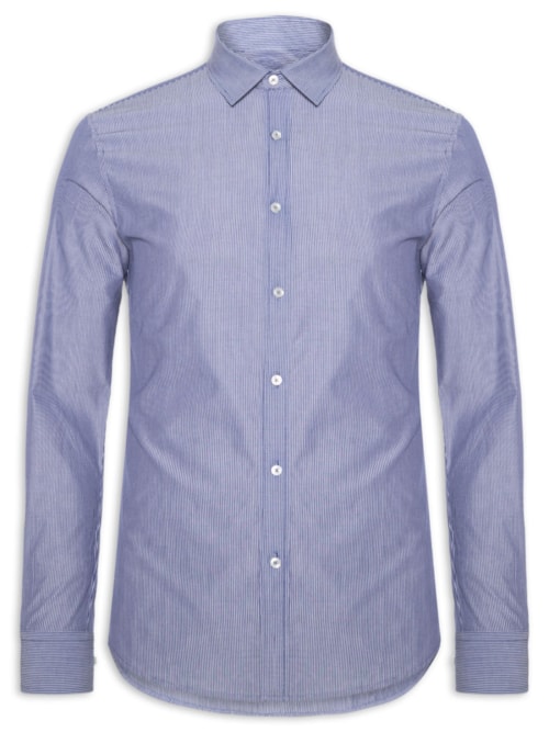 Camisa Masculina Social Manga Longa Slim Fit - Azul