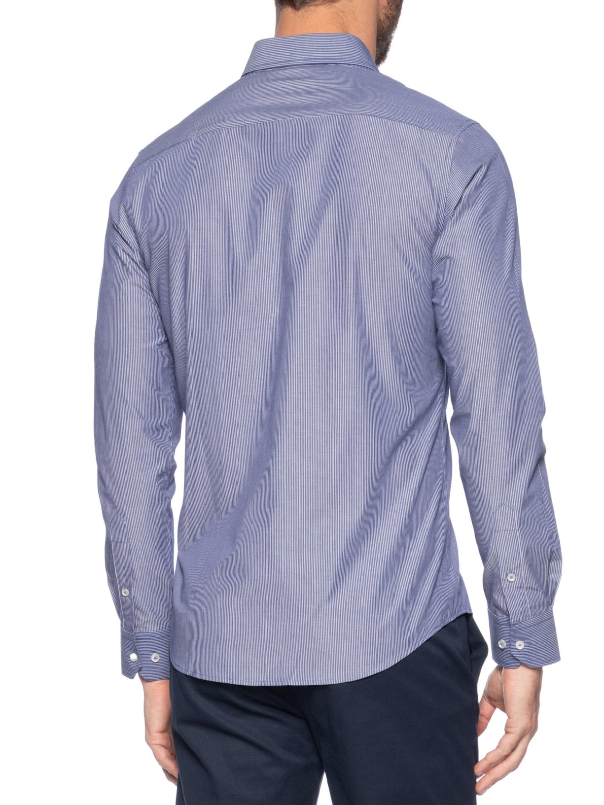 Camisa Masculina Social Manga Longa Slim Fit Azul  '2 Essential