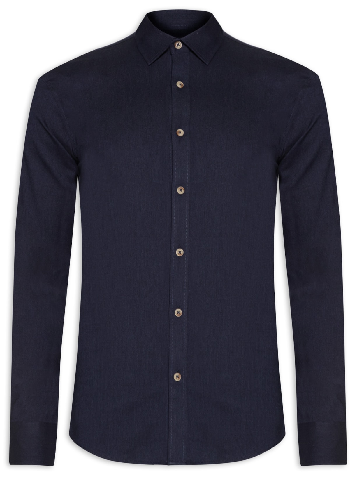 Camisa Masculina Social Manga Longa Slim Fit - Azul Marinho