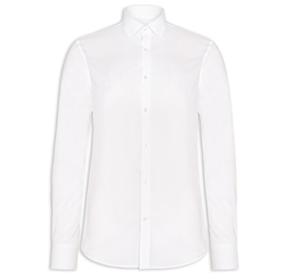 Camisa Masculina Social Manga Longa Slim Fit - Branco