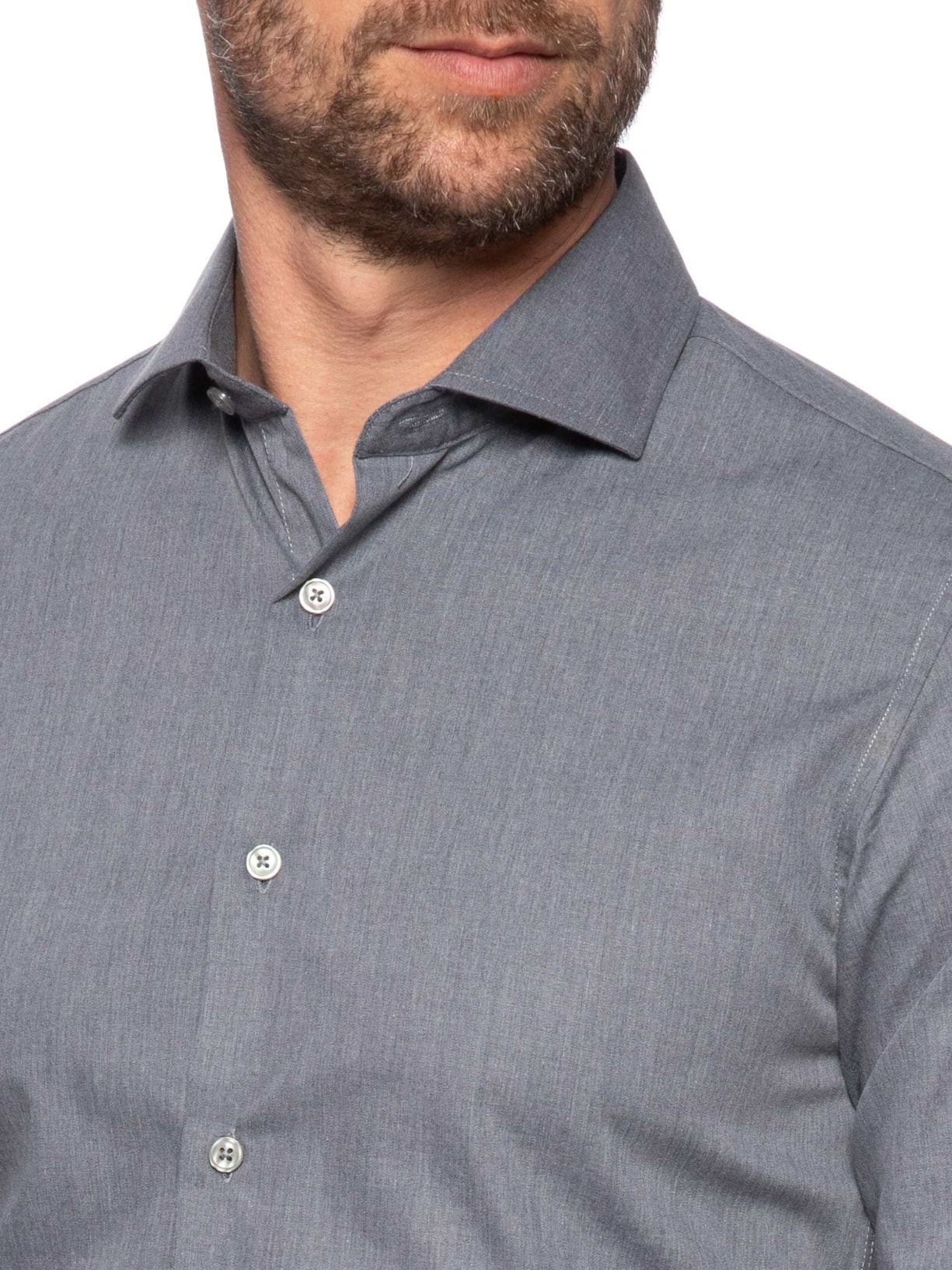 Camisa Masculina Social Manga Longa Slim Fit Cinza '2 Essential