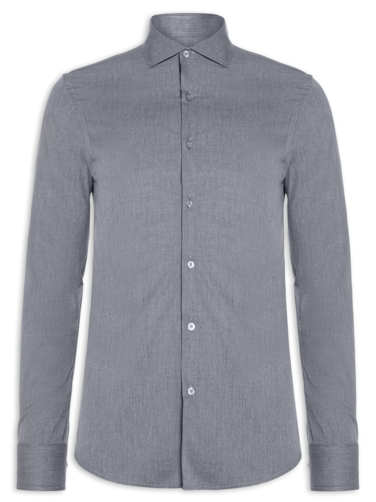 Camisa Masculina Social Manga Longa Slim Fit Cinza '2 Essential