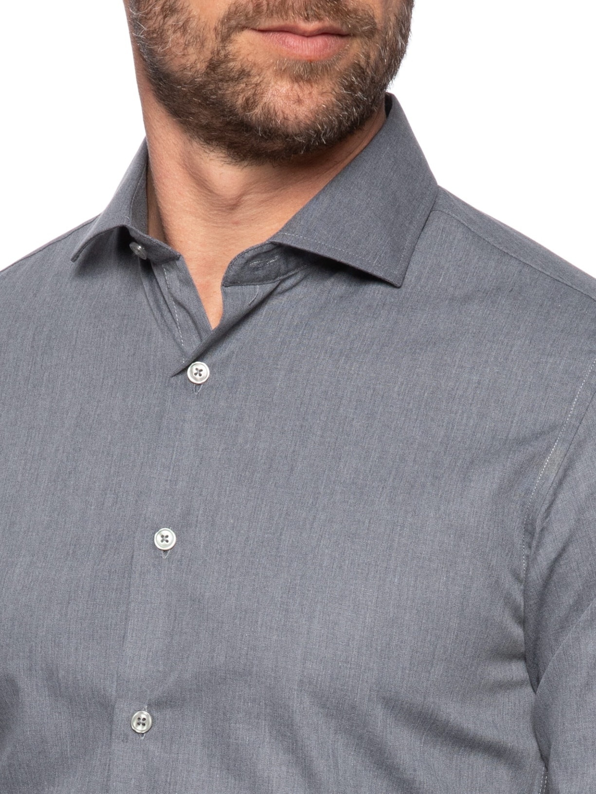 Camisa Masculina Social Manga Longa Slim Fit Cinza '2 Essential